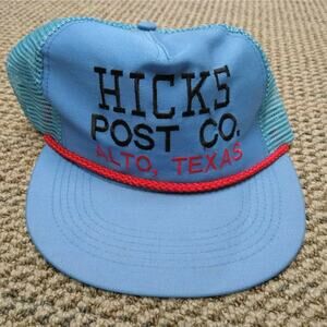 Vintage 70's Hicks Post Co. Alto TX Trucker Hat Cap Mesh Made in the USA *Rare*